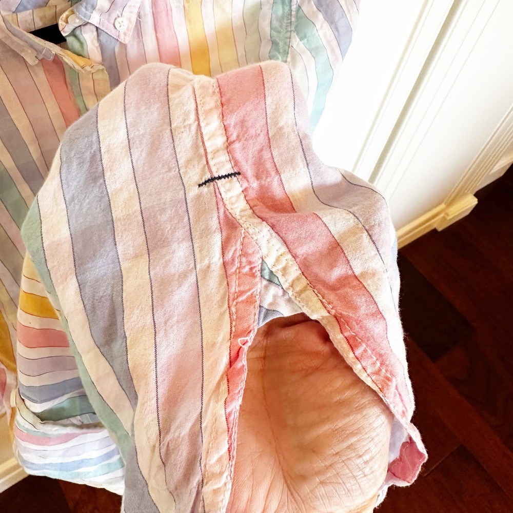 J.Crew Women’s Classic Fit  Pastel Rainbow Crinkle Gingham Button Front Gauzy - Picture 7 of 12